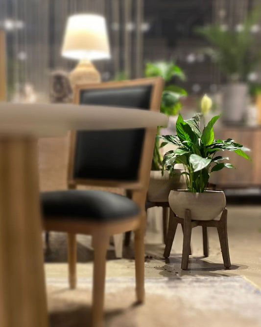 PATIO LARGE ROUND STANDING URN - BROWN STONE