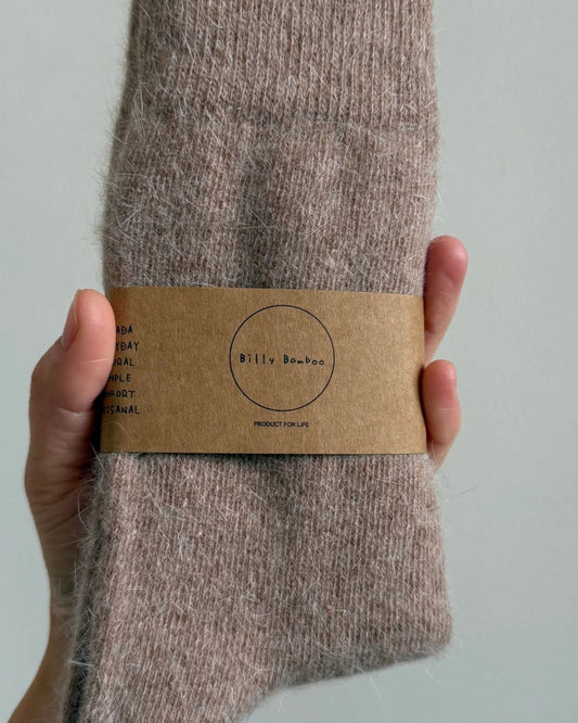 FLUFFY ANGORA SOCK - MUSHROOM
