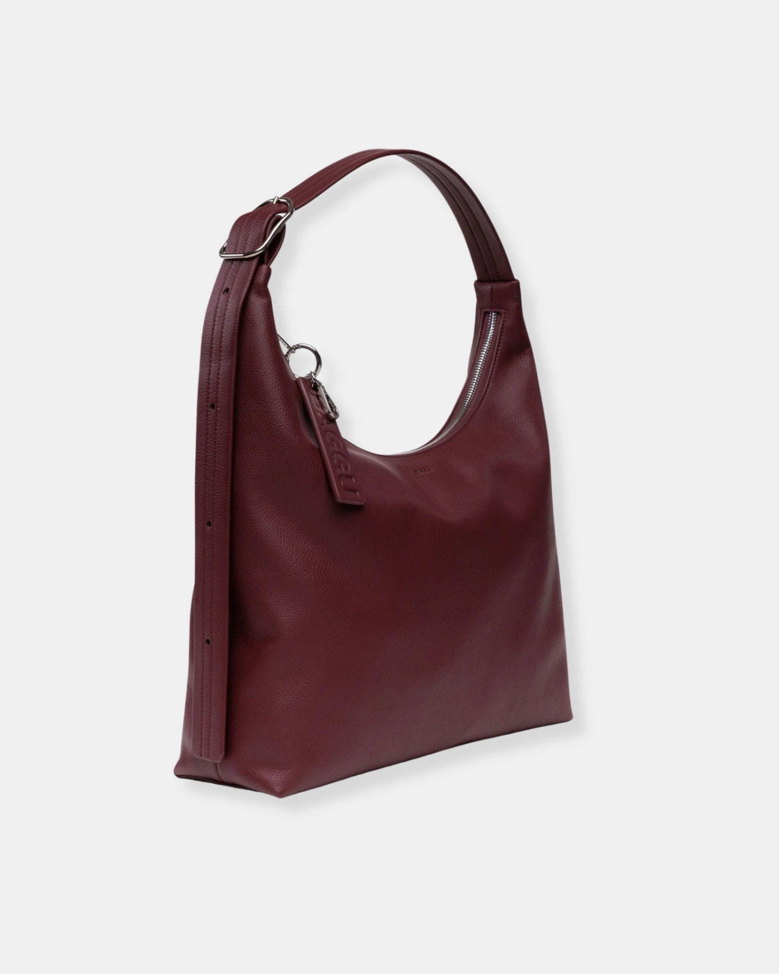 MEDIUM RECYCLED LEATHER SHOULDER BAG - MAHOGANY