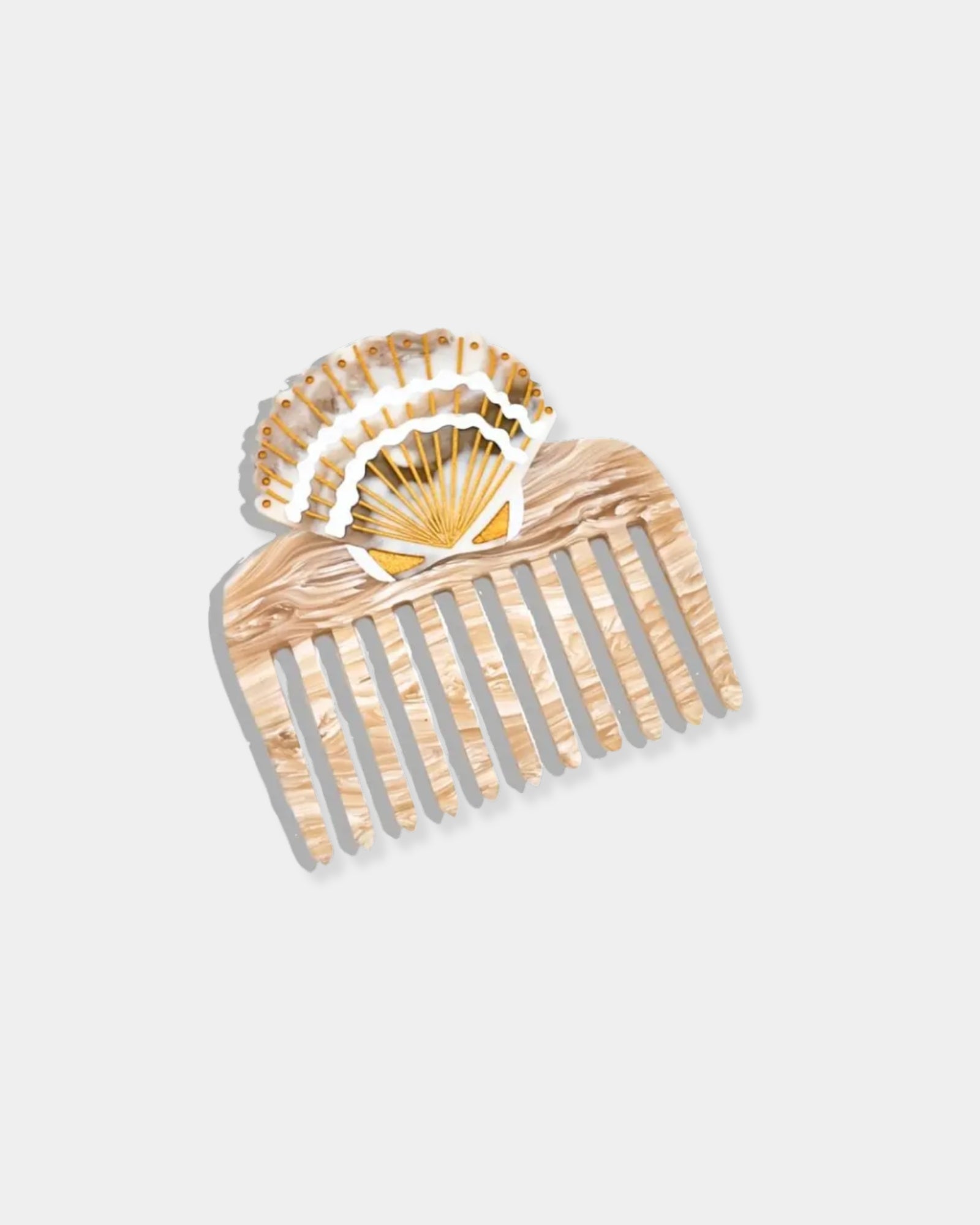 HAND-PAINTED SEASHELL POCKET HAIR COMB