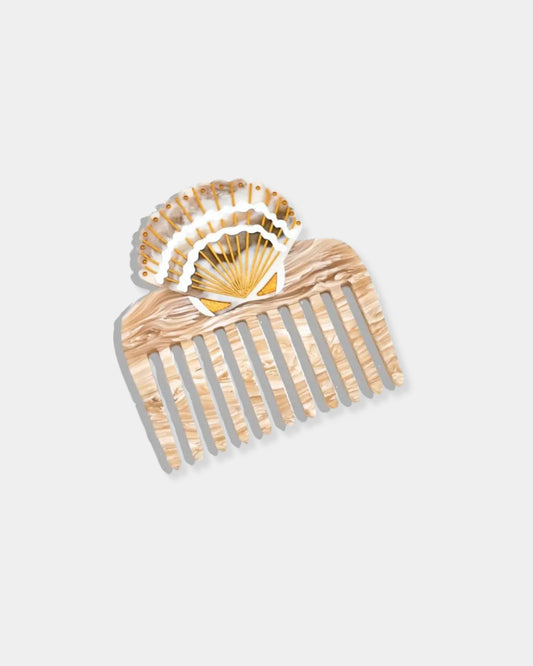 HAND-PAINTED SEASHELL POCKET HAIR COMB