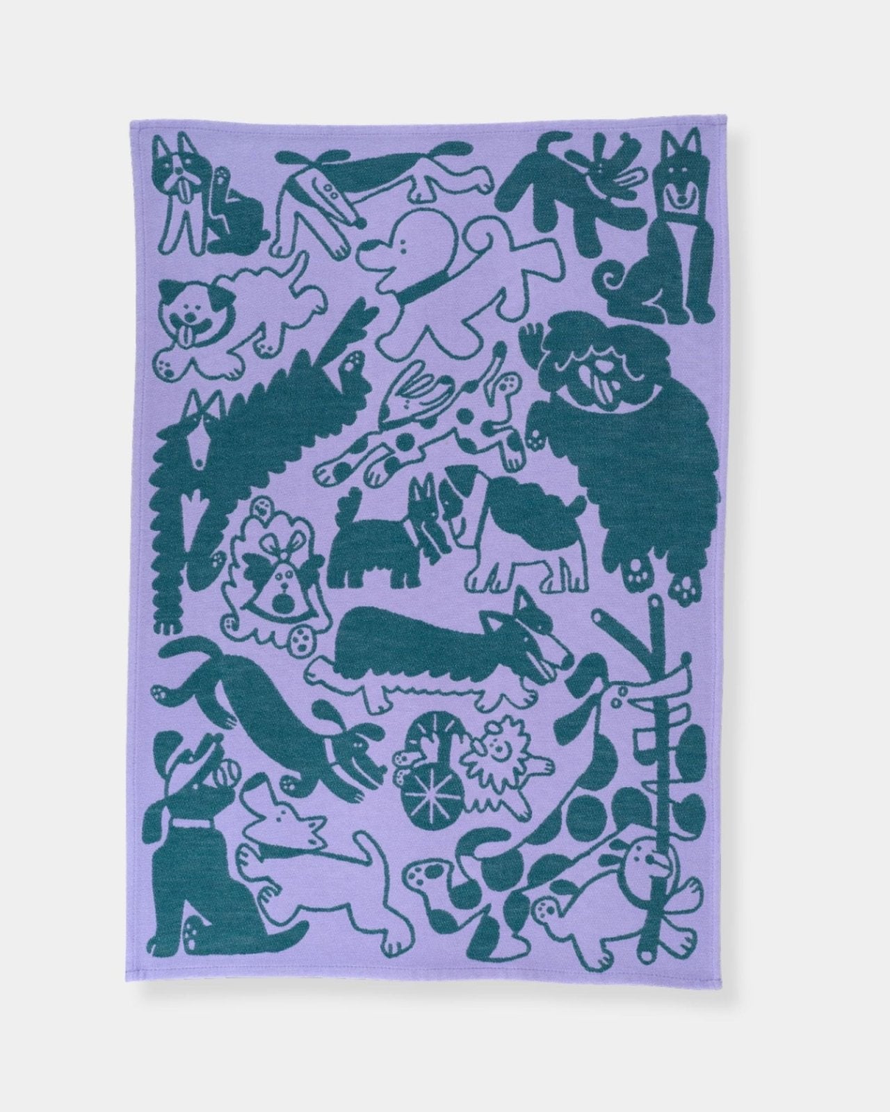 DOGS DAY OUT GREEN / LILAC - COTTON TEA TOWEL | Stonewaters