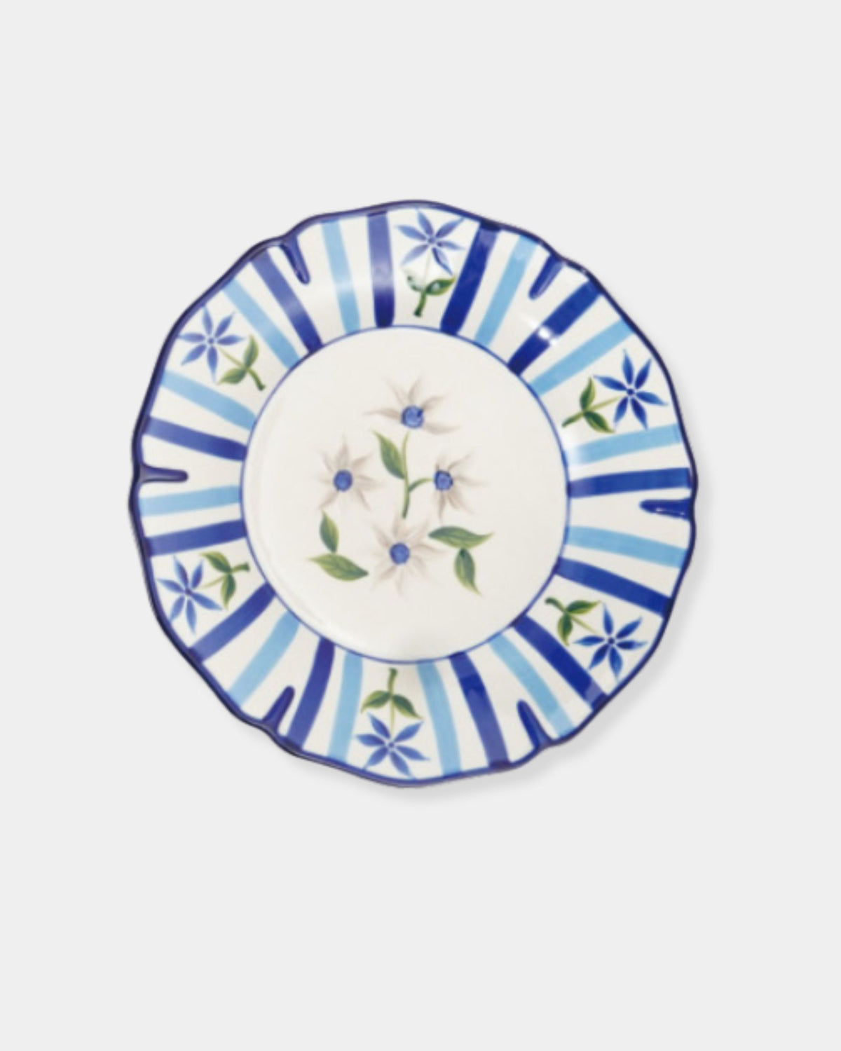 BLUE FLORAL STONEWARE PLATE