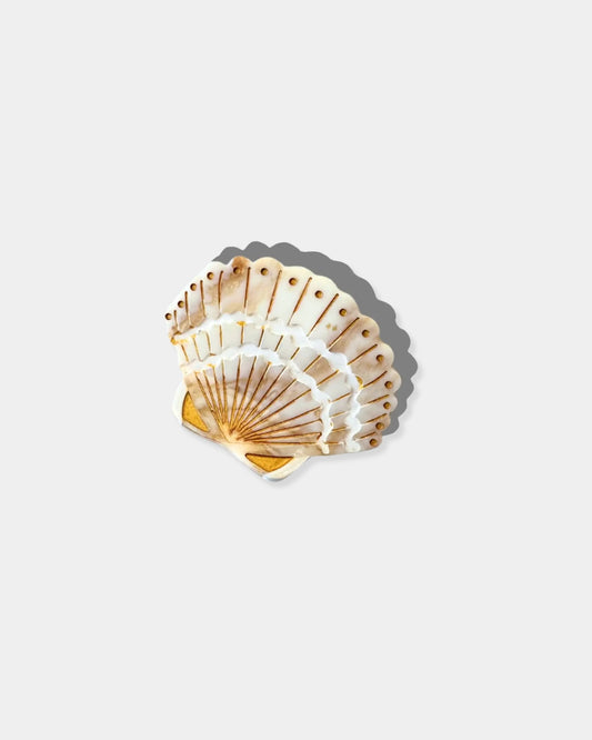 HAND-PAINTED MINI SEASHELL CLAW HAIR CLIP - GOLDEN SAND