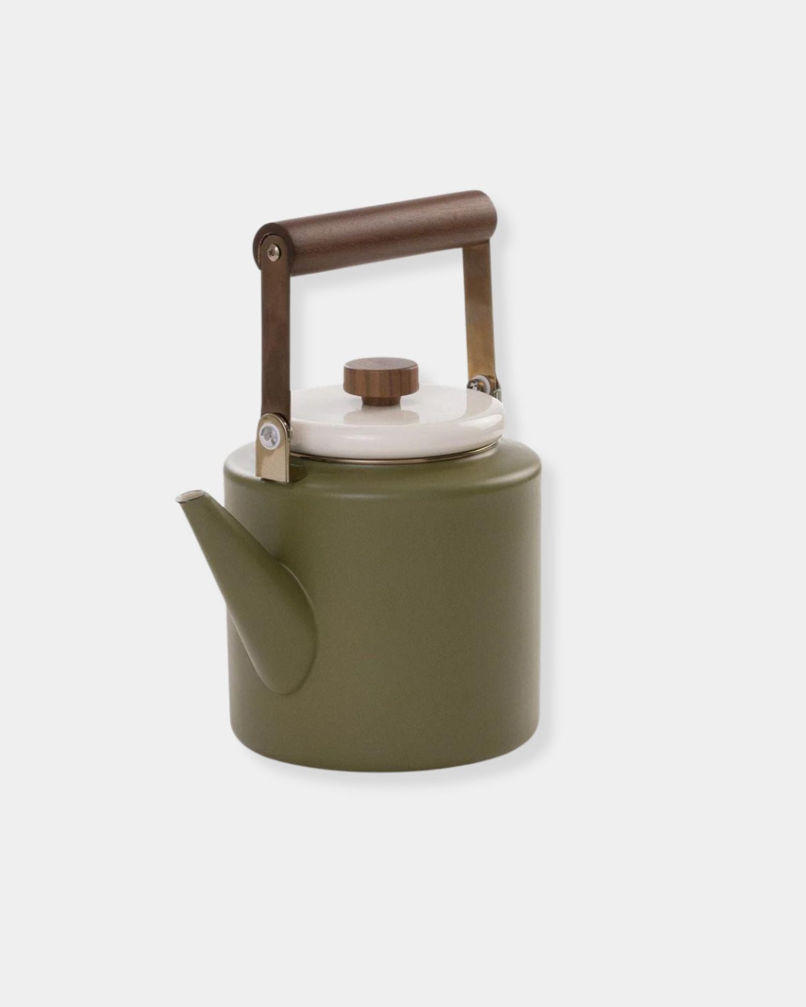 OLIVE TWO-TONE ENAMEL KETTLE