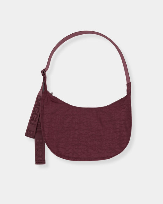 MEDIUM NYLON CRESCENT BAG - MAHOGANY