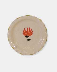 GREEN FLORAL STONEWARE PLATE