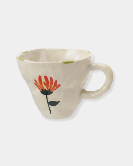 GREEN FLORAL STONEWARE - 10oz MUG