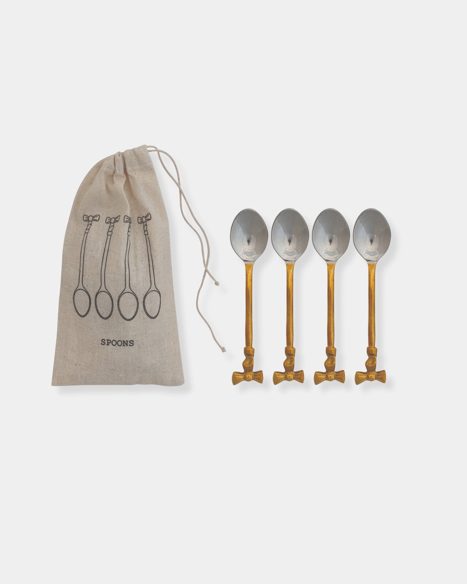 GOLD BOW COFFEE SPOONS - SET 4