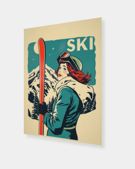 RETRO SKI EVENING - 12x16 PRINT