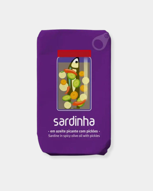 SARDINES IN SPICY OLIVE OIL WITH PICKLES
