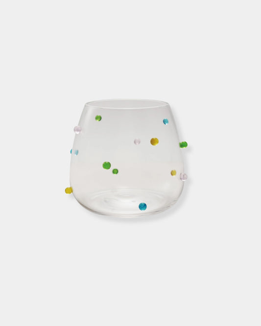 MULTI COLOUR DOT - 16oz SHORT GLASS