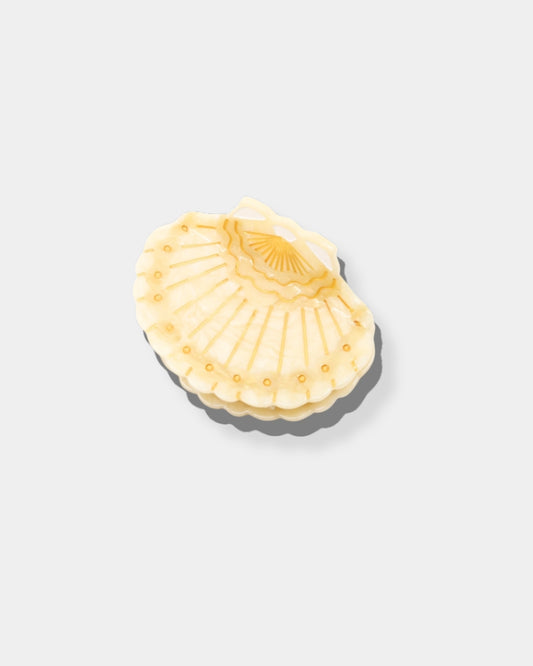 HAND-PAINTED SCALLOP SEASHELL - BEIGE CLAW HAIR CLIP