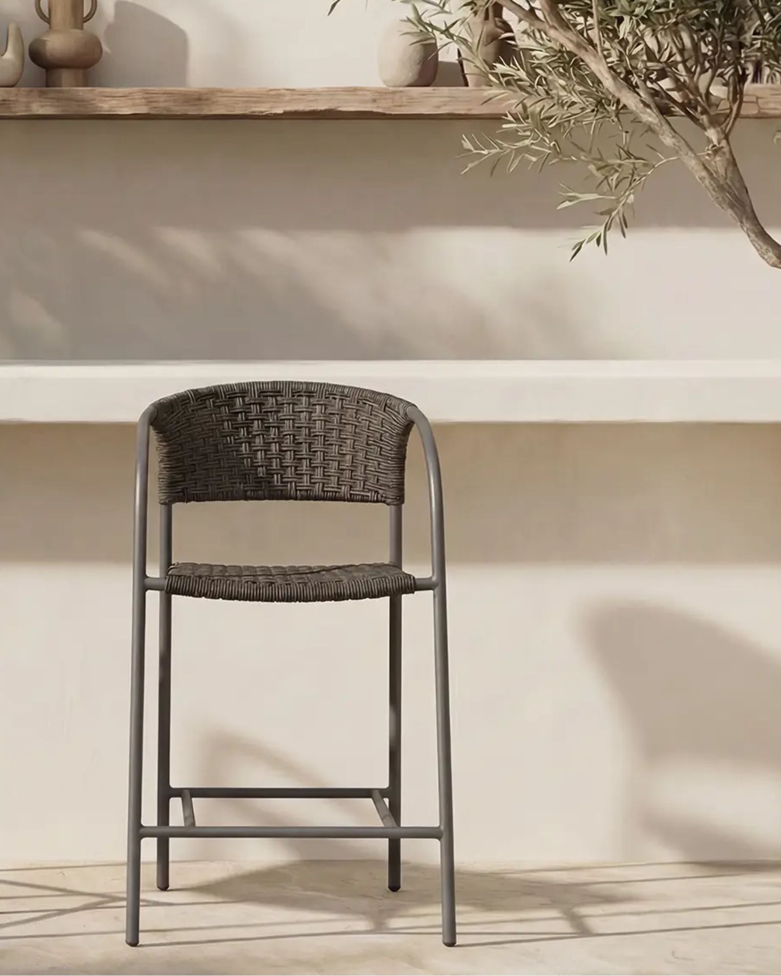ZOLA OUTDOOR SET OF 2 COUNTER STOOL - BROWN