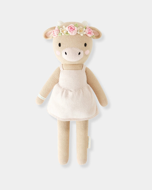 AMELIA THE COW - HAND KNIT DOLL - 13"