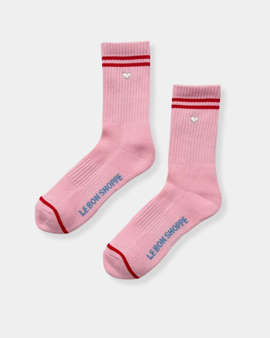 EMBROIDERED AMOUR PINK + HEART BOYFRIEND - SOCK | Stonewaters