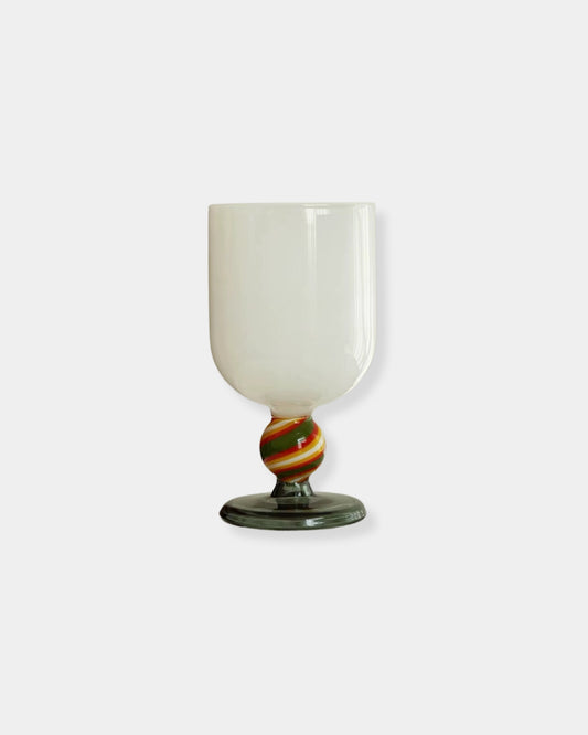 HANDBLOWN GUMBALL WINE GLASS - MILK SHAKE