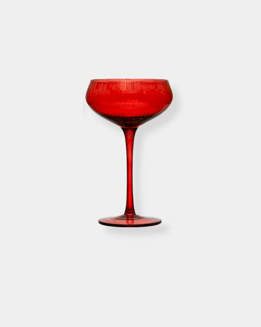 RED STEMMED FLUTED COUPE GLASS