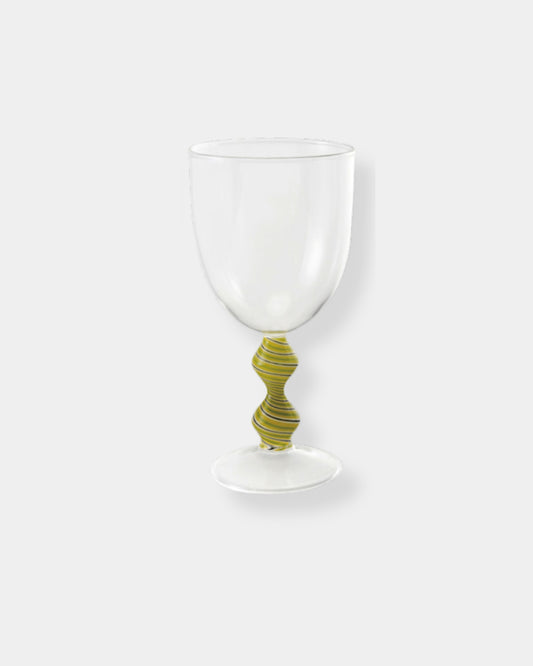 WINE GLASS - YELLOW SWIRL STEM