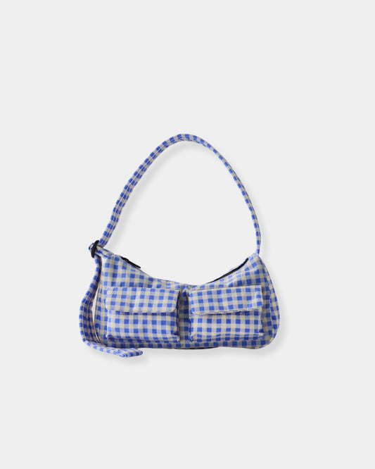 CARGO SHOULDER BAG - LIGHT BLUE GINGHAM