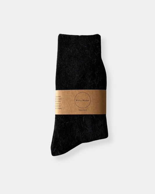 FLUFFY ANGORA SOCK - BLACK