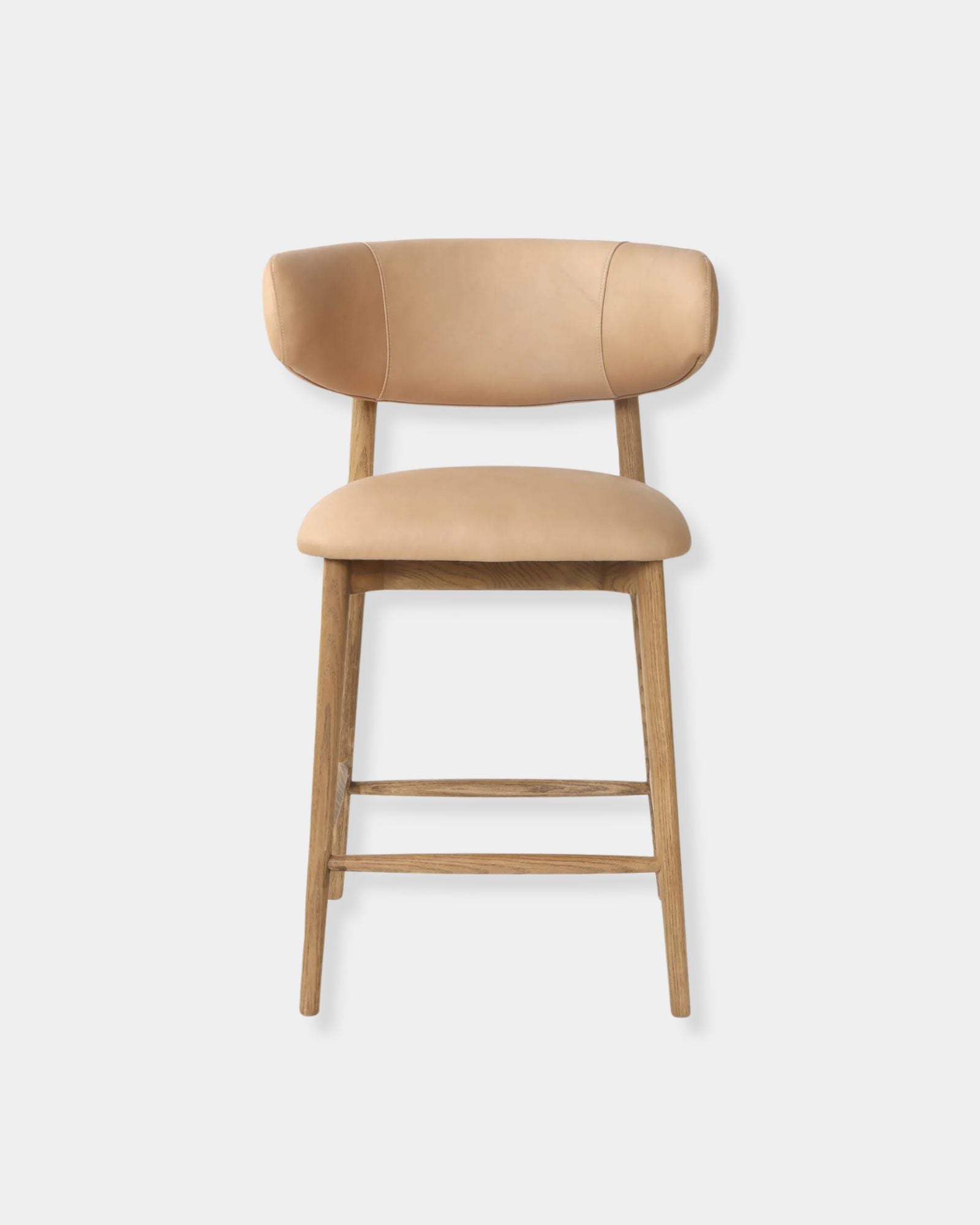 MILO LEATHER COUNTER STOOL - NUDE