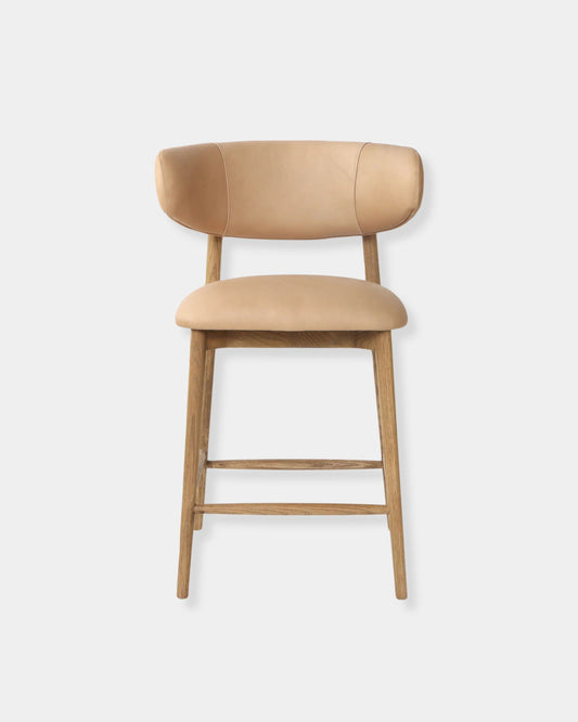 MILO LEATHER COUNTER STOOL - NUDE