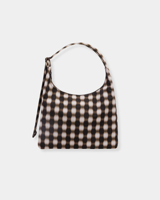 NYLON SHOULDER BAG - BLURRED GINGHAM BROWN