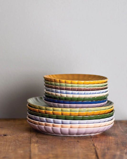 STONEWARE FLUTED PLATE - BLUE