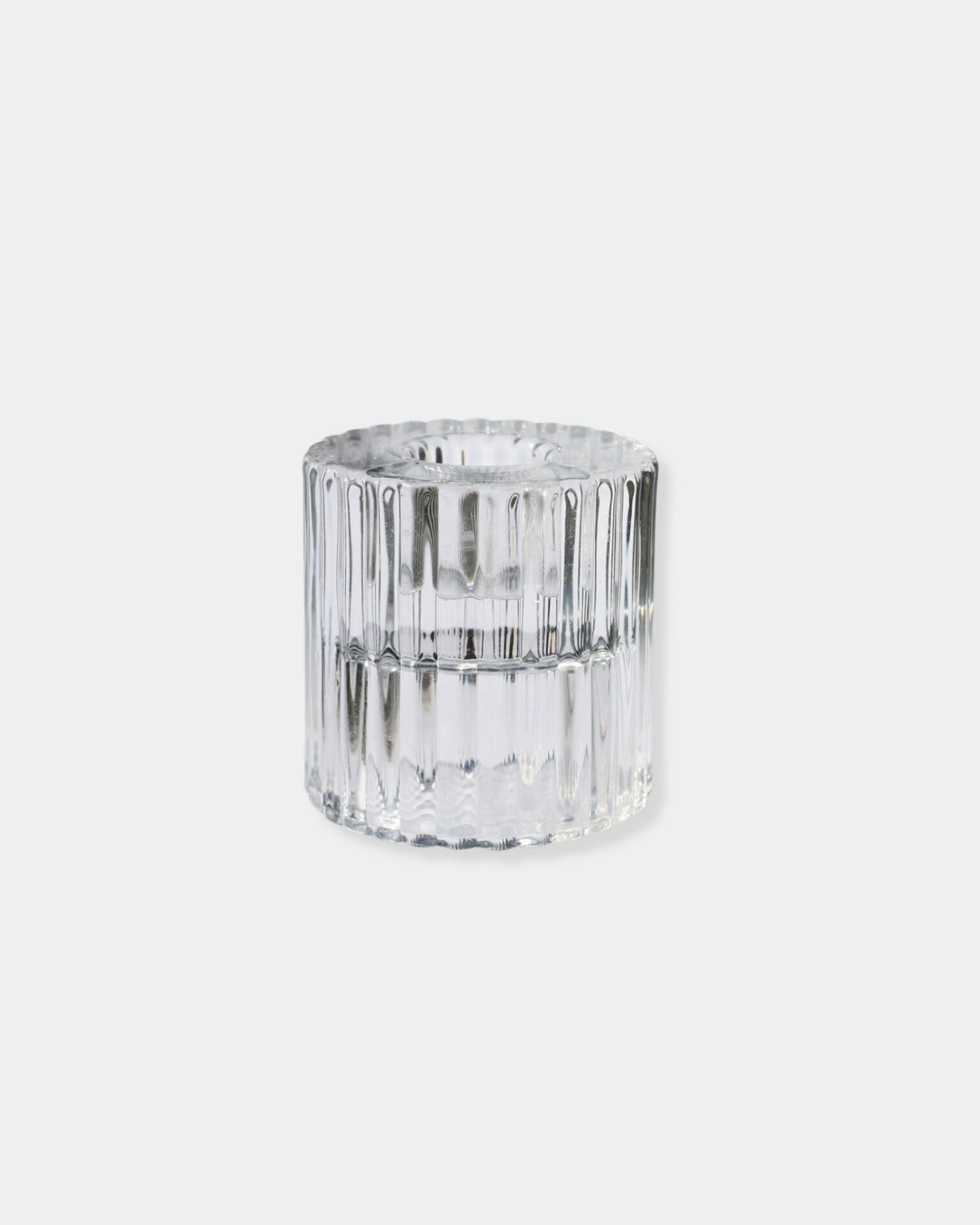 CLEAR RILLO CANDLE HOLDER