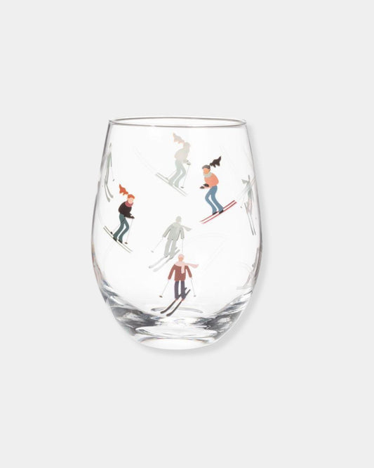 SKIERS STEMLESS WINE GLASS