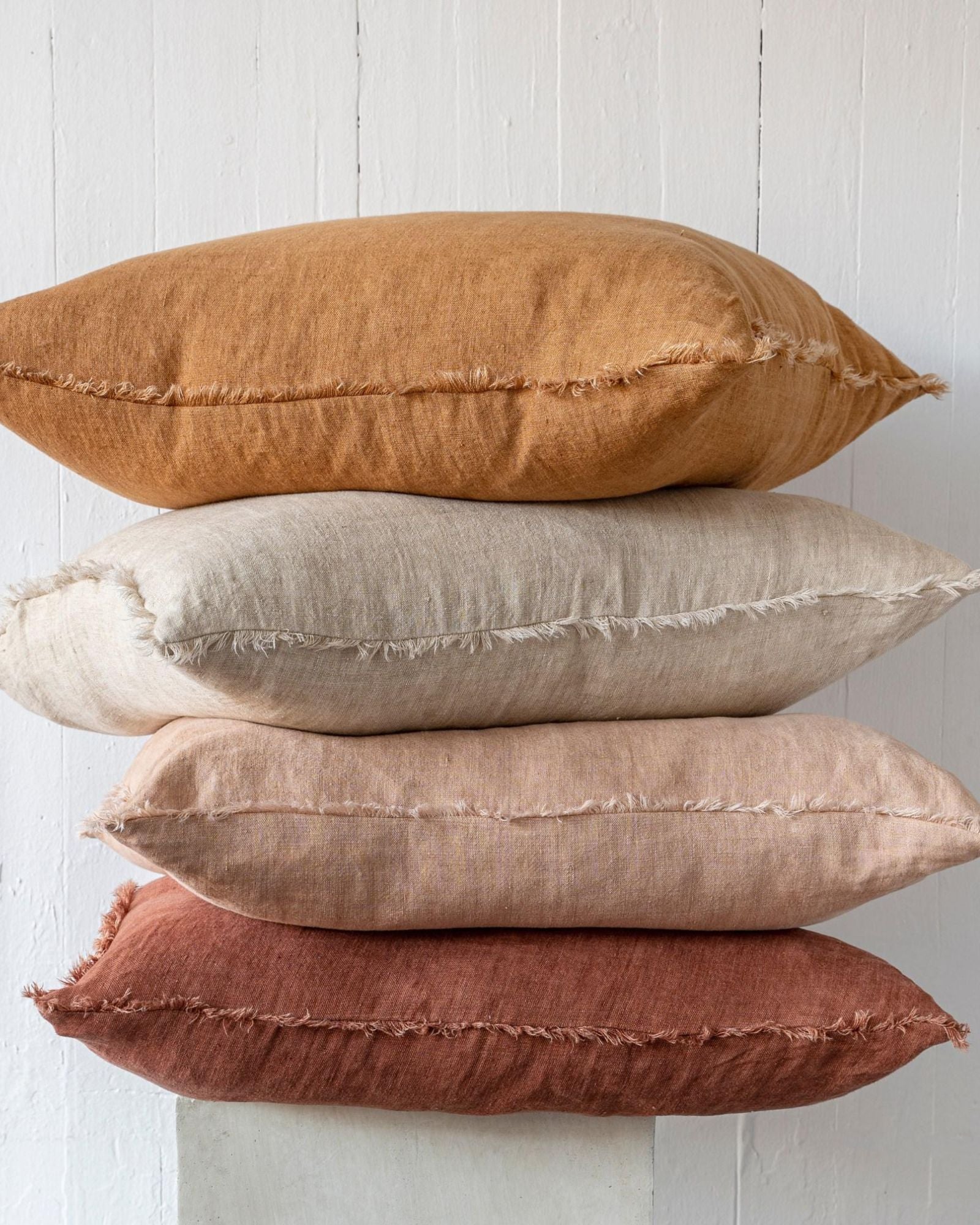 LINA LINEN PILLOW 24 x 24 - BURNT UMBER