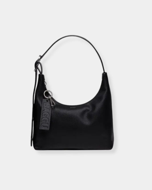 MINI RECYCLED LEATHER SHOULDER BAG - BLACK