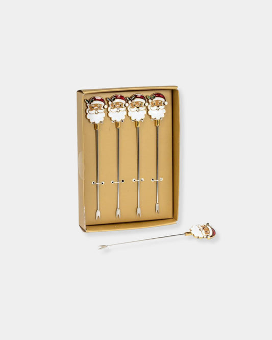 SANTA COCKTAIL PICKS S/4