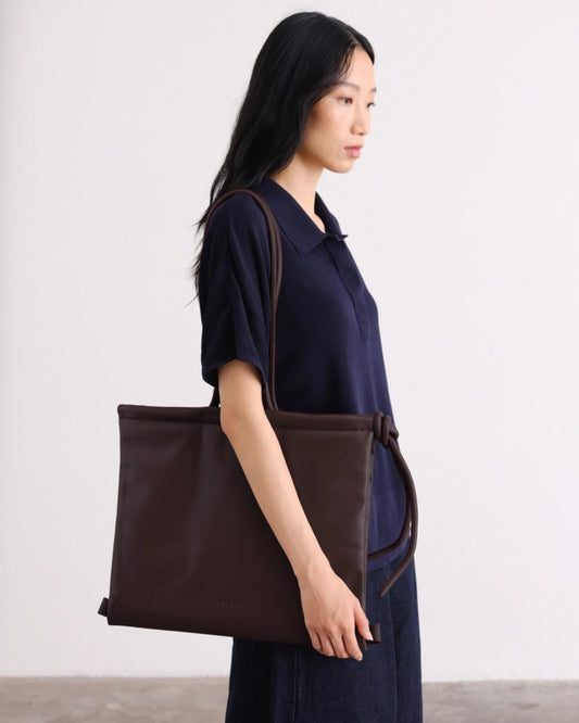 FOLDED BAG - DARK CHOCOLATE VEGAN LEATHER | Stonewaters