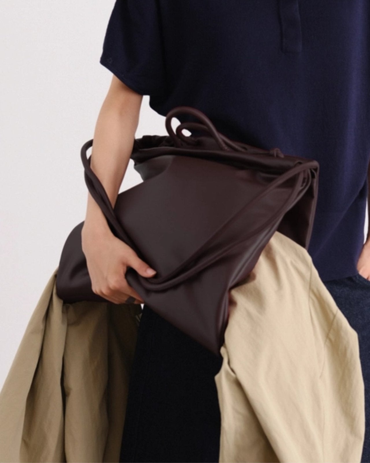 FOLDED BAG - DARK CHOCOLATE VEGAN LEATHER | Stonewaters