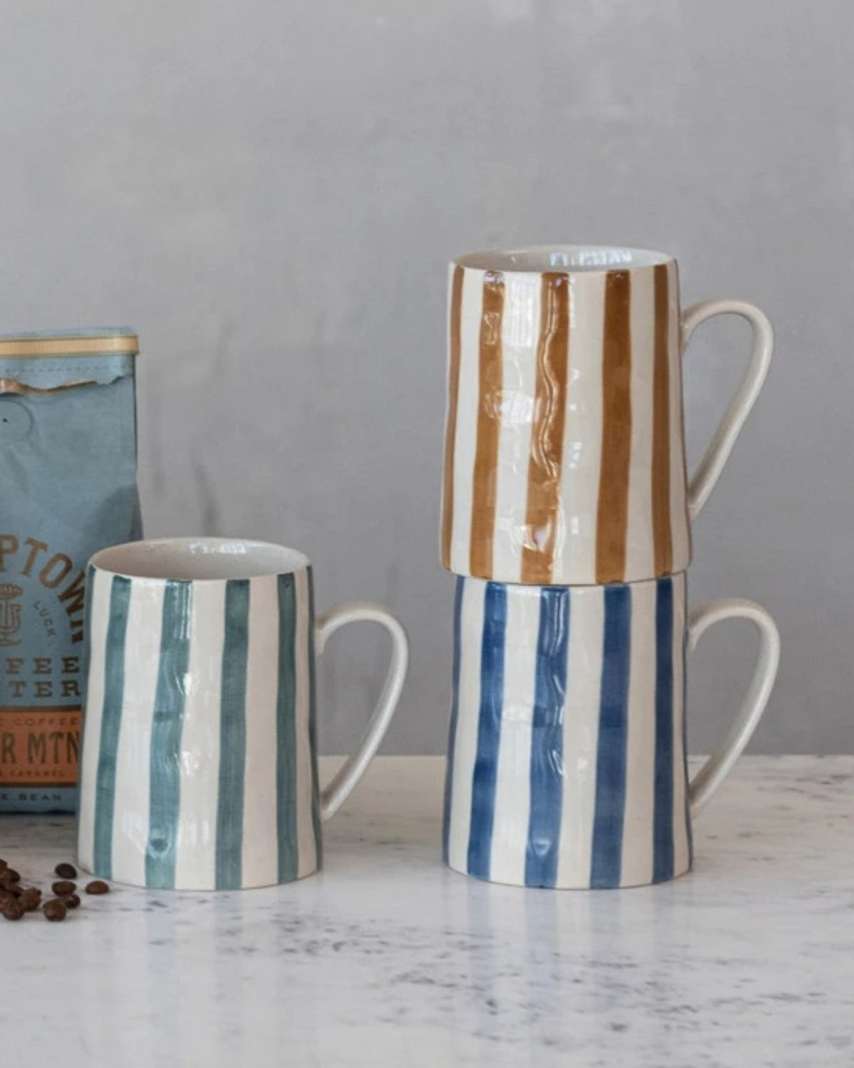 GREEN STRIPED - 14oz MUG | Stonewaters