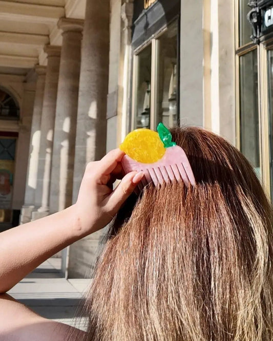HAND-PAINTED LEMON POCKET HAIR COMB | Stonewaters