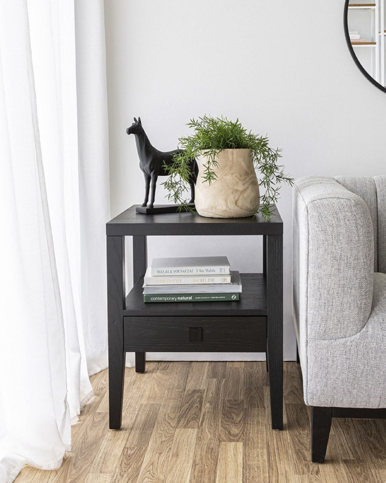 HARA 1 DR NIGHTSTAND - BLACK | Stonewaters