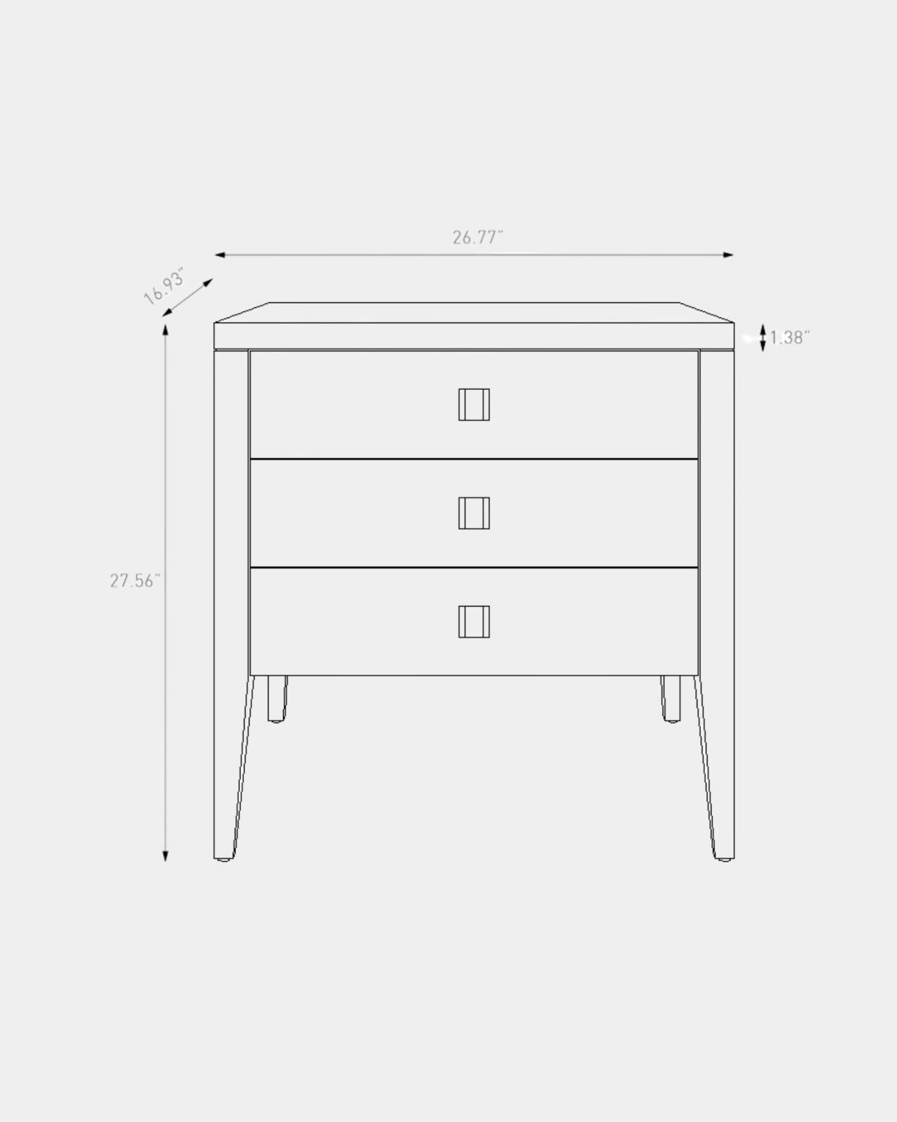 HARA 3-DR NIGHTSTAND - BLACK | Stonewaters