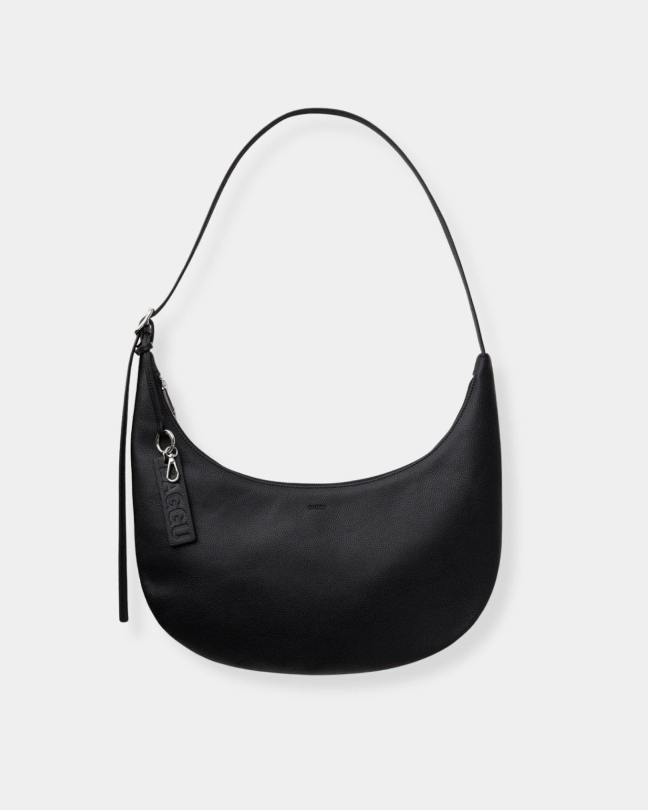 MEDIUM RECYCLED LEATHER FLAT CRESCENT - BLACK | Stonewaters