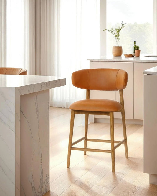 MILO LEATHER COUNTER STOOL - HAZELNUT | Stonewaters