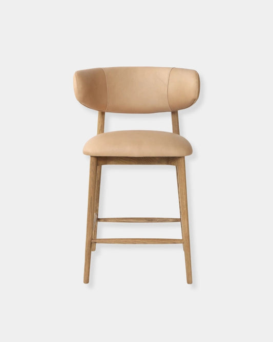 MILO LEATHER COUNTER STOOL - NUDE - 135587