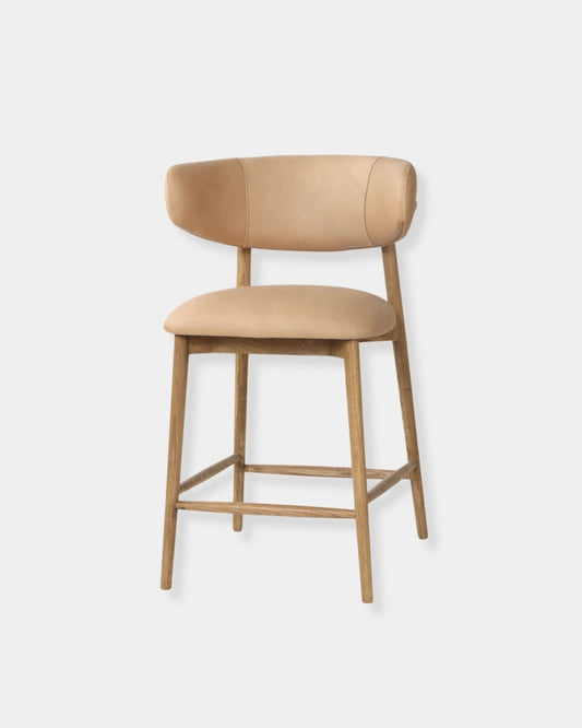 MILO LEATHER COUNTER STOOL - NUDE - 135587