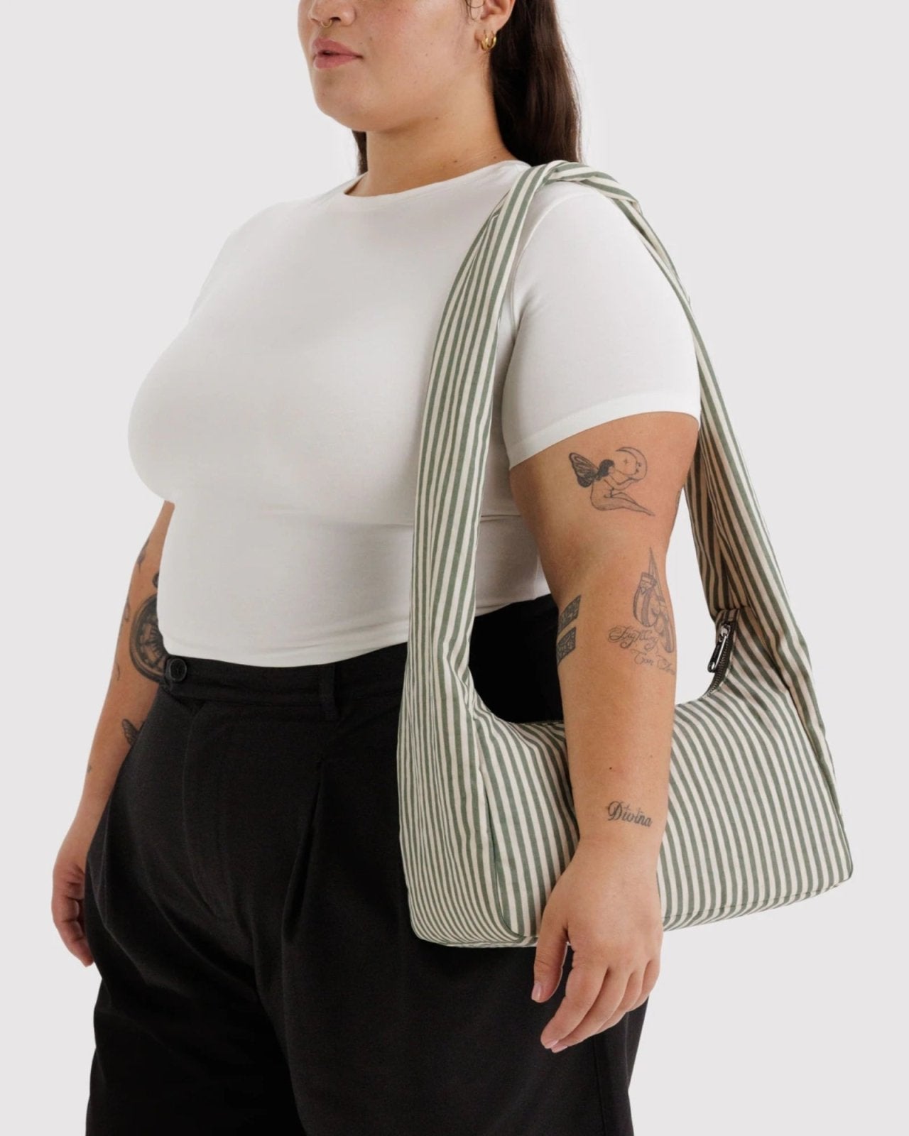 NYLON MERINGUE BAG - SAGE STRIPE | Stonewaters