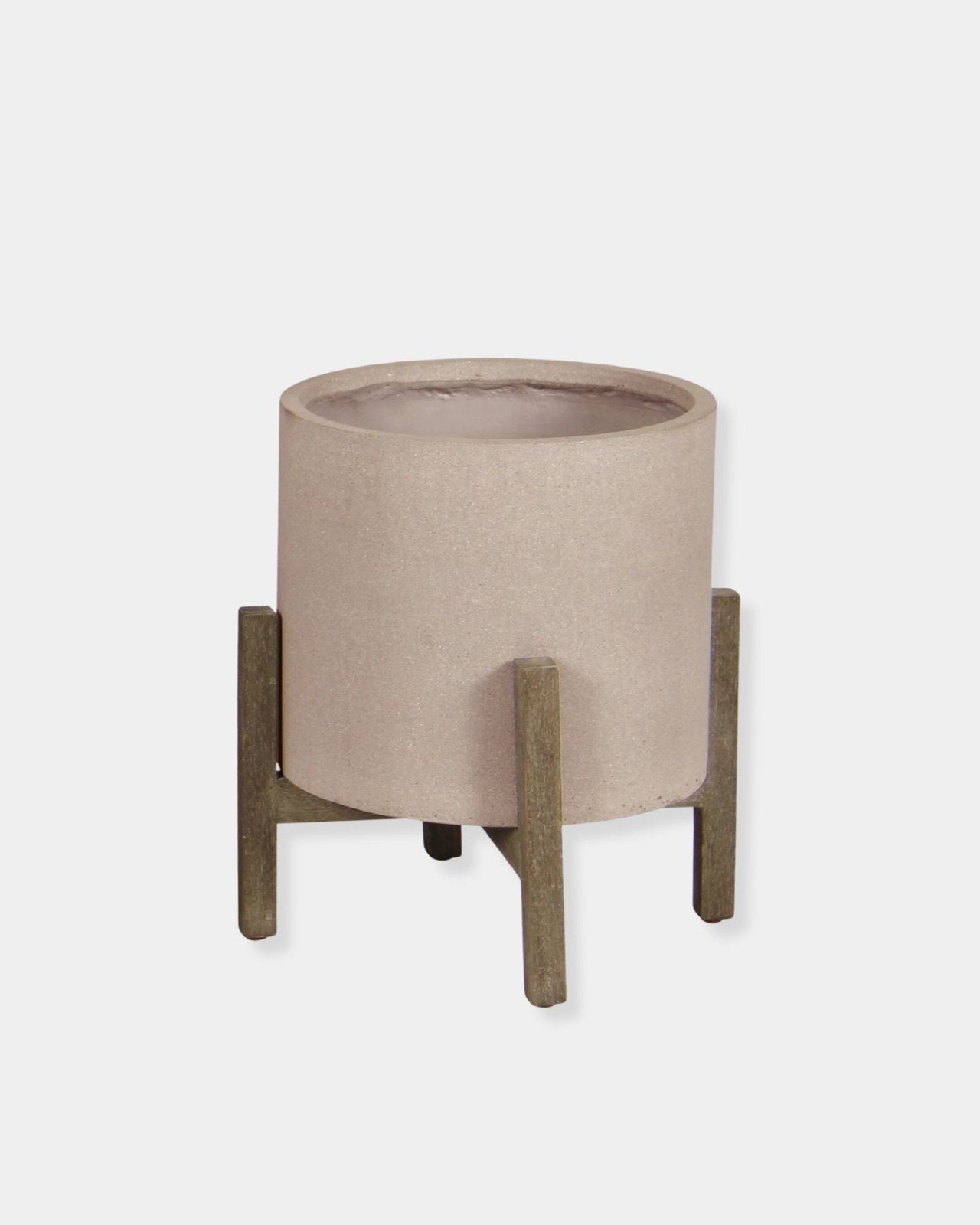 PATIO ROUND STANDING POT - BROWN STONE | Stonewaters