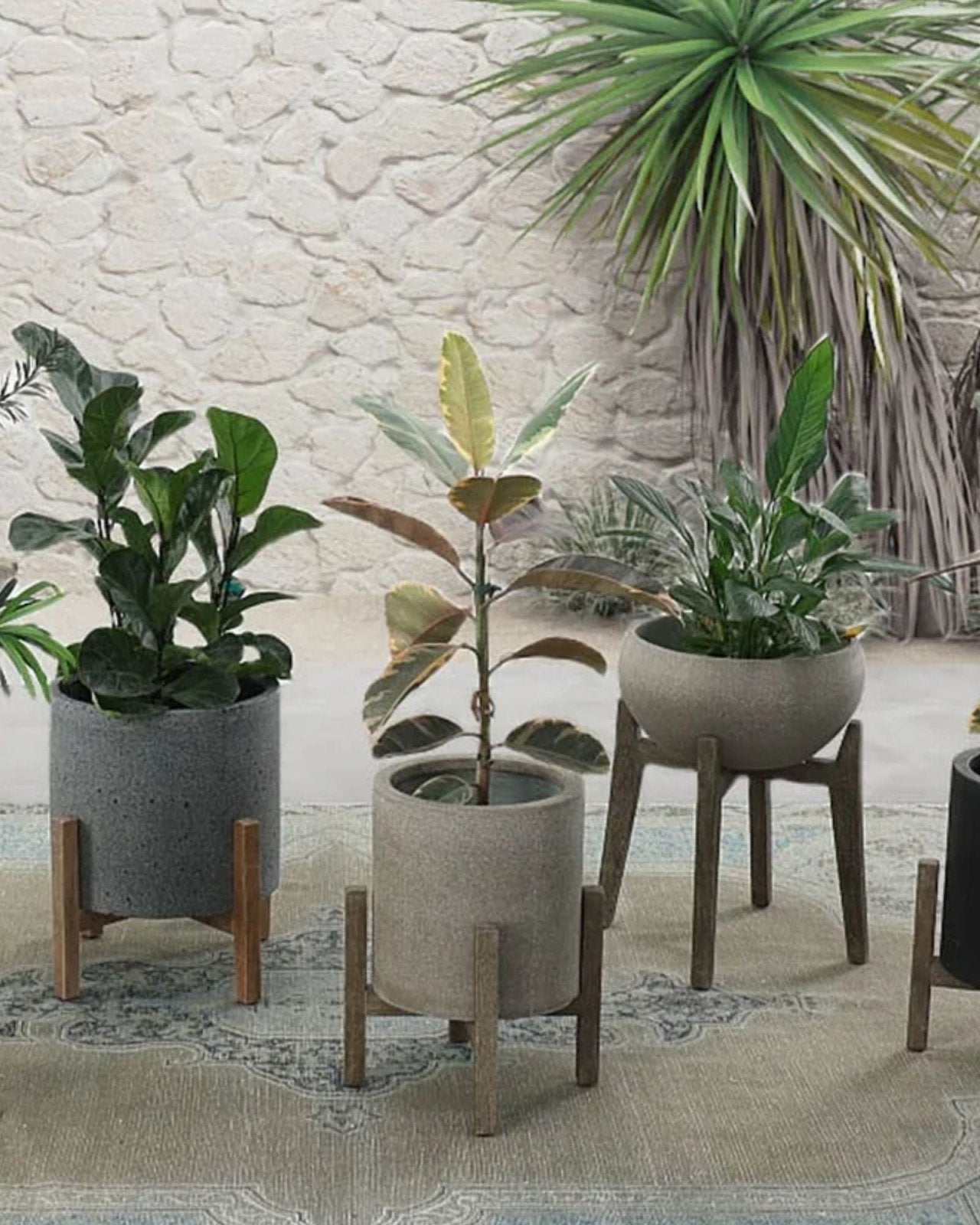 PATIO ROUND STANDING POT - BROWN STONE | Stonewaters