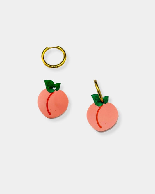 PEACH HOOP CHARM EARRINGS | Stonewaters