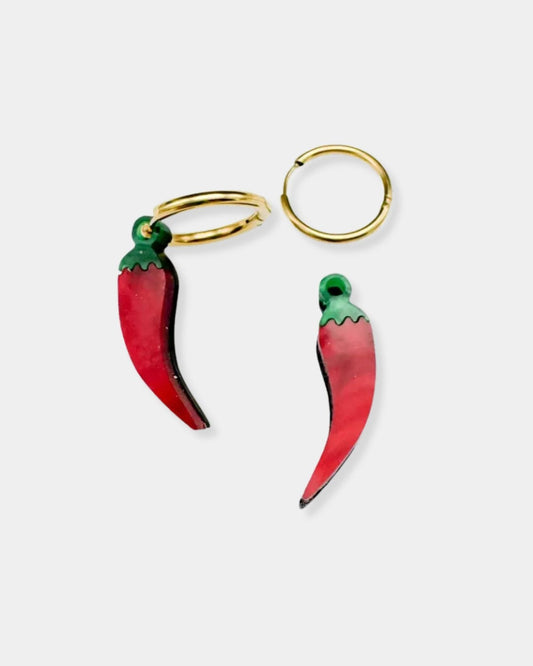 PEPPER HOOP CHARM EARRINGS | Stonewaters