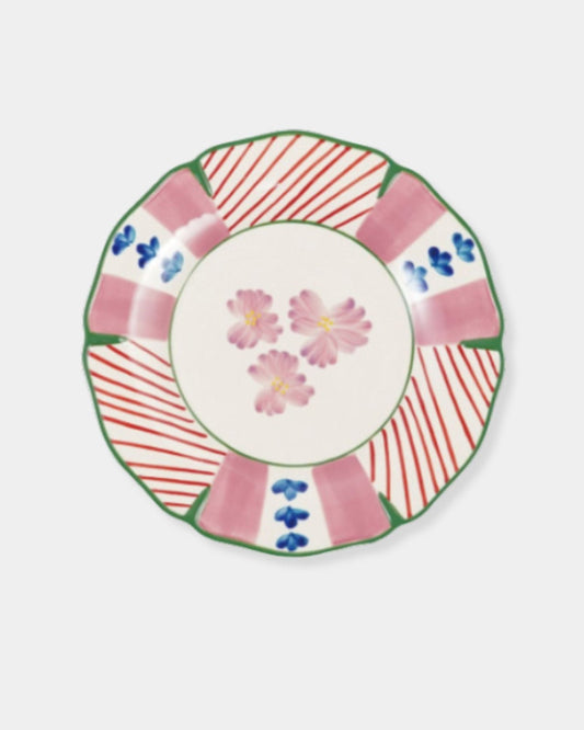 PINK FLORAL STONEWARE PLATE | Stonewaters